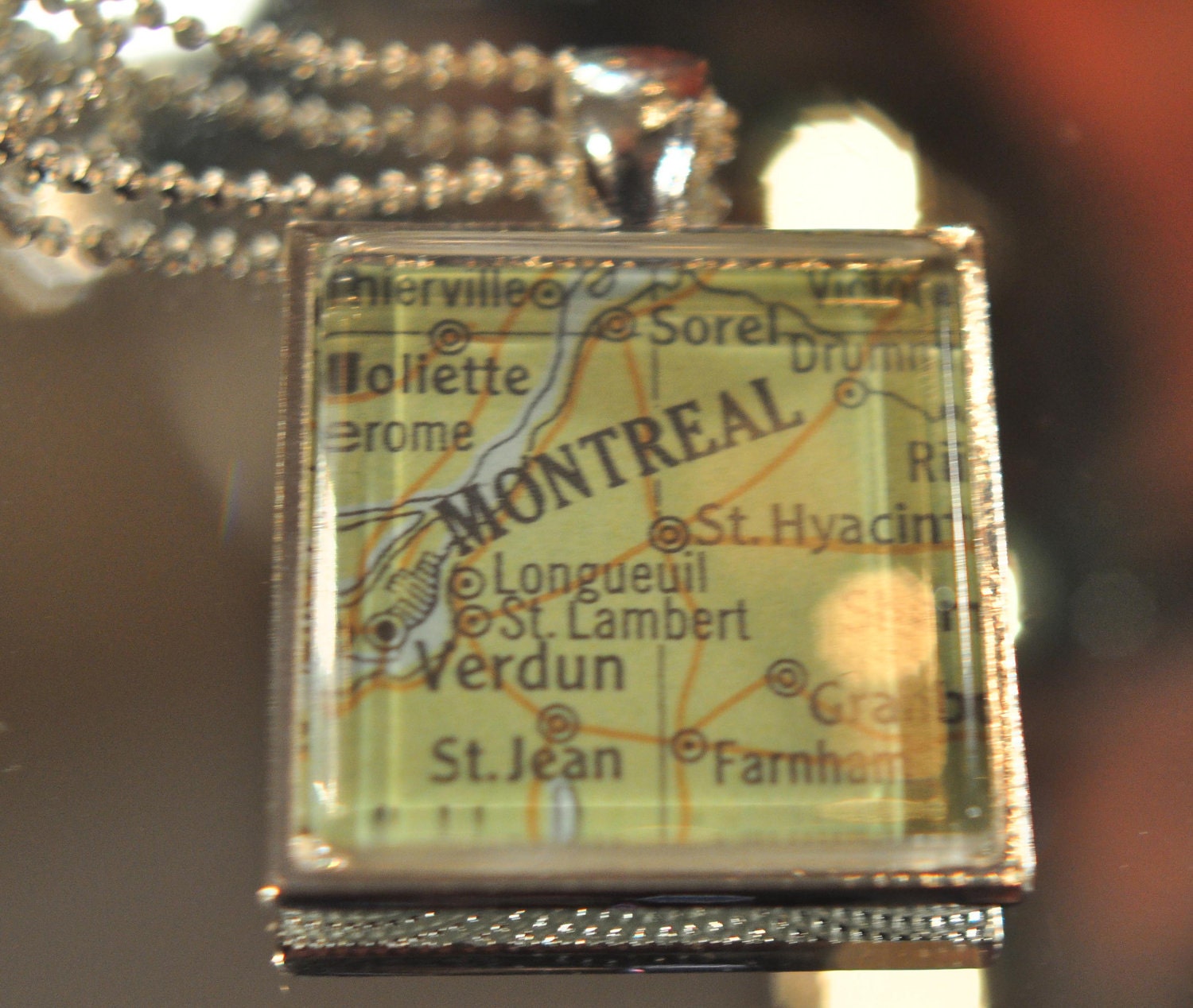 MONTREAL Canada Vintage World Traveler Atlas Pendant Necklace