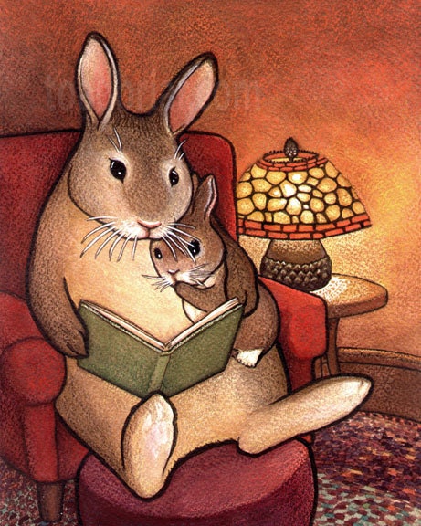 8x10 Bunny Rabbit Storytime Fairy Tale Signed Print