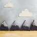 Mountain Brooch Recycled Wool with Embroidery - Blue Grey Marl & White Snow - Geometric Triangle