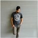 My Moon, My Man - mens t shirt - LARGE - moon screenprint on American Apparel heather black tshirt