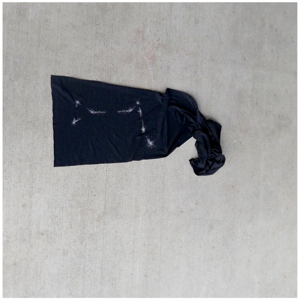 Aries Rising - spring fashion - unisex scarf - zodiac print on lightweight American Apparel heather black tri-blend jersey