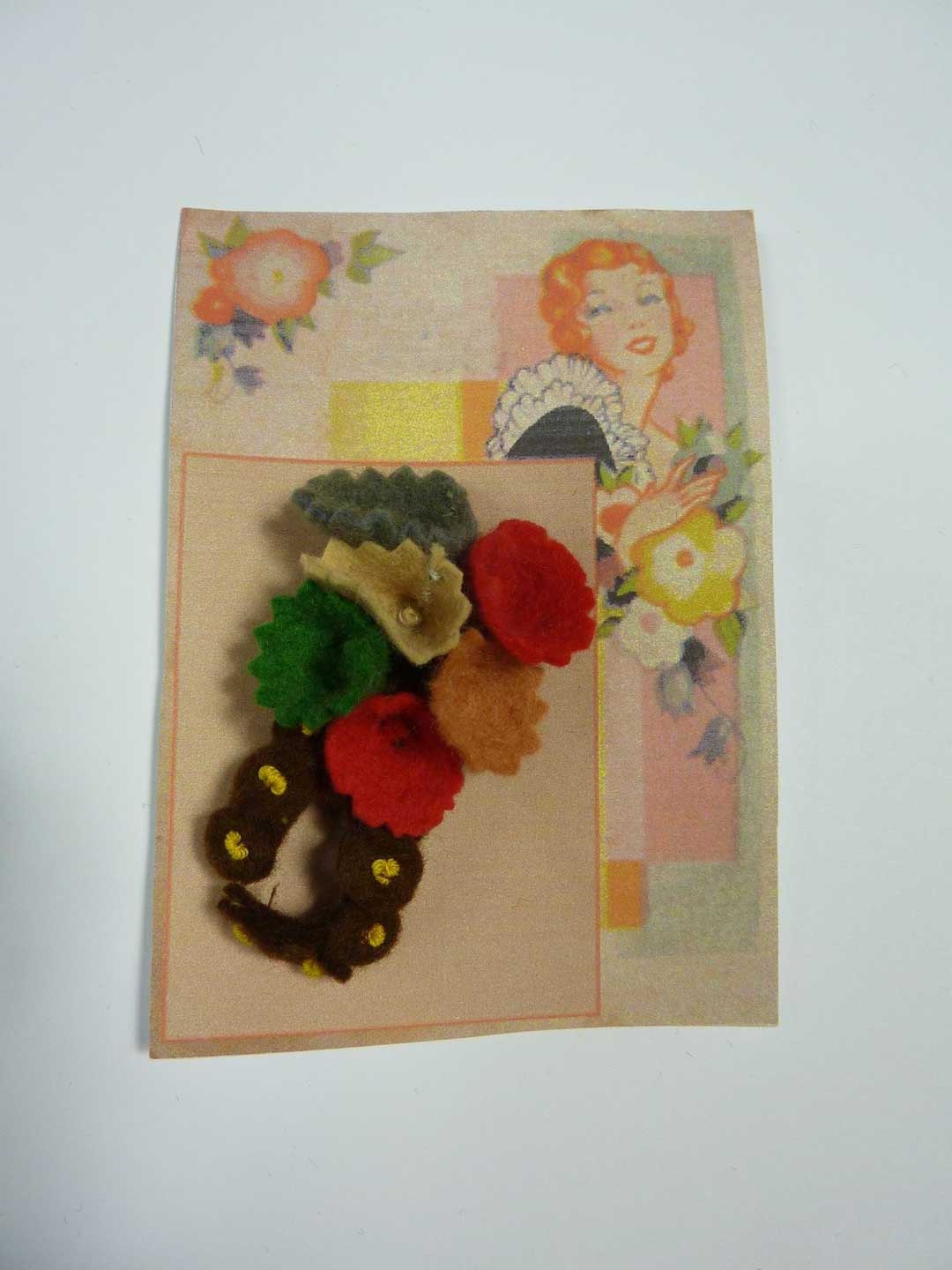 Vintage 1940s Felt Corsage  Brooch from Vintage Felt  made from Original 1940s Patterns