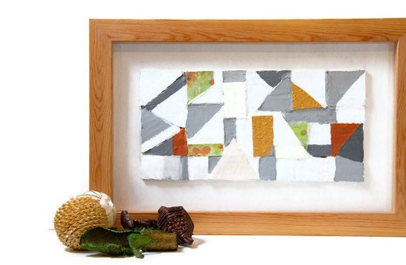 Triangle Love Upcycled Wall Art Rustic, Geometric Painting FREE Shipping