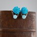 Mini Flower Stud Earrings with dangly blue beads