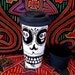 Salvador Dali' Skull Travel Mug with Silicone Lid & Sleeve