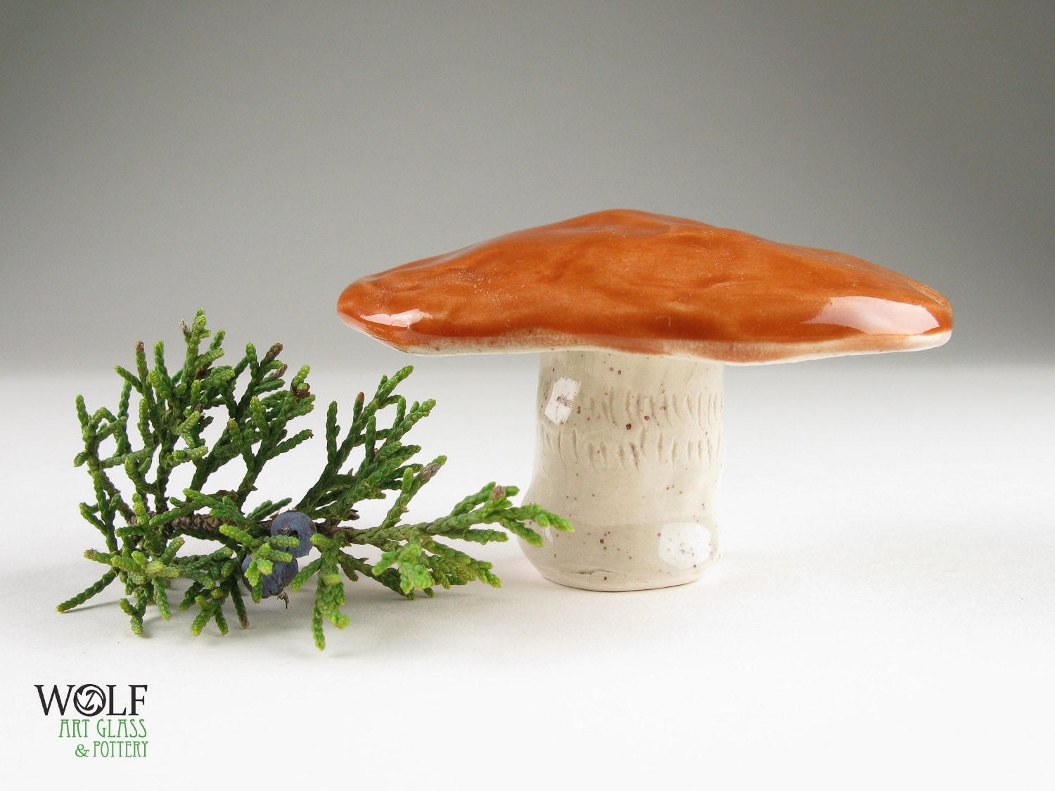Pottery Ceramic Mushroom Miniature Roasted Pepper Brown Pottery Ceramic Mushroom Miniature Roasted Pepper Brown