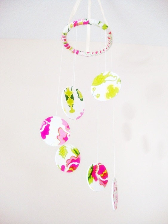 Pink and Green Baby Mobile - Floral
