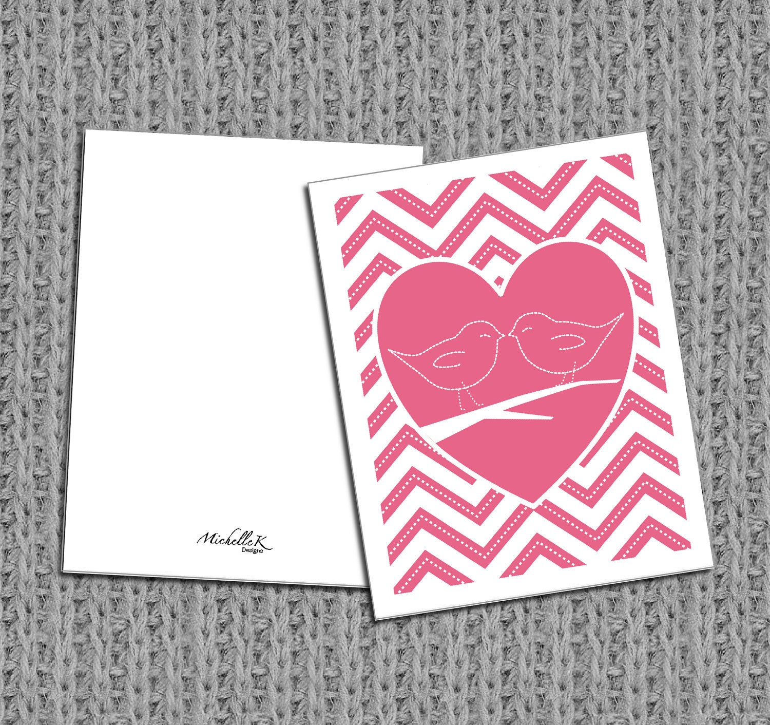DIY Printable Cards 'Two Birds' Valentines Day  - 2 cards per 8.5" x 11" page - Digital PDF File