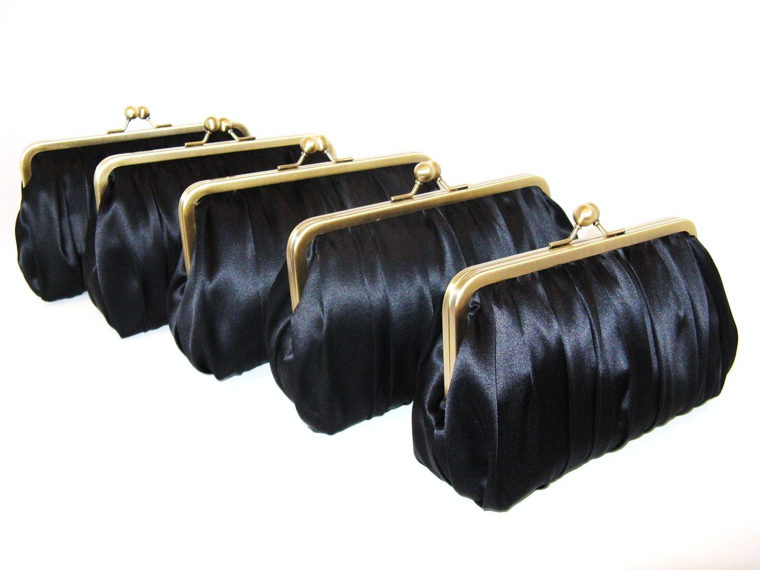 SALE 30% OFF Silk Charmeuse Ruched Clutch in Black Set of 5