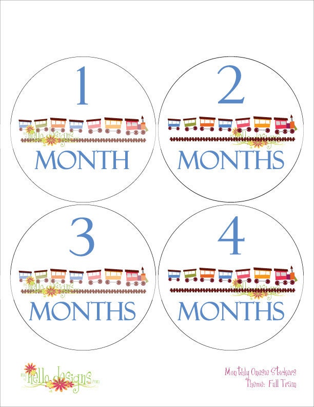Monthly Onesie Sticker (Boy):  Full Train
