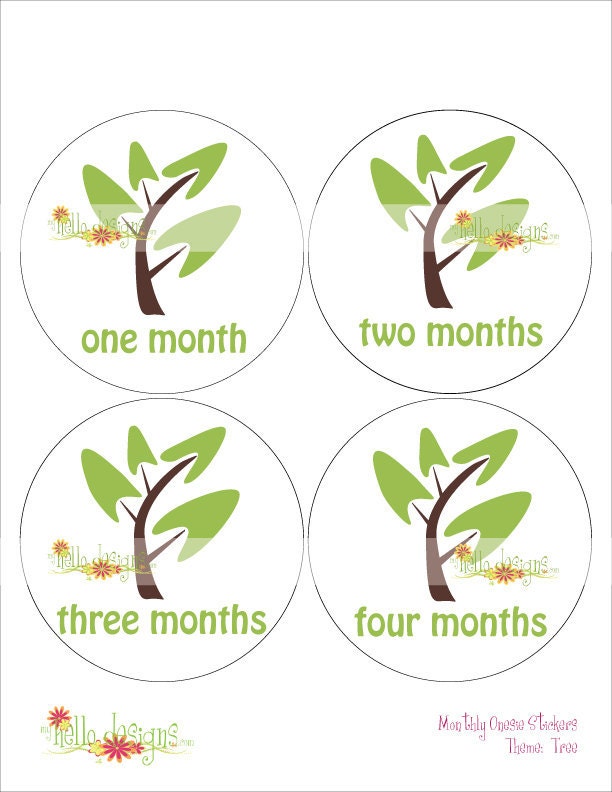 Monthly Onesie Sticker (Neutral): Tree