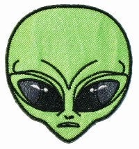 Green Alien UFO Head Iron On Applique Patch