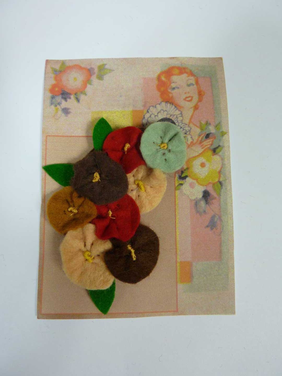 Vintage 1940s Felt Corsage  Brooch from Vintage Felt  made from Original 1940s Patterns