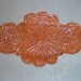 Unique Dark Peach Stoneware Serving Platter - Pattern by Hand-crocheted Doily