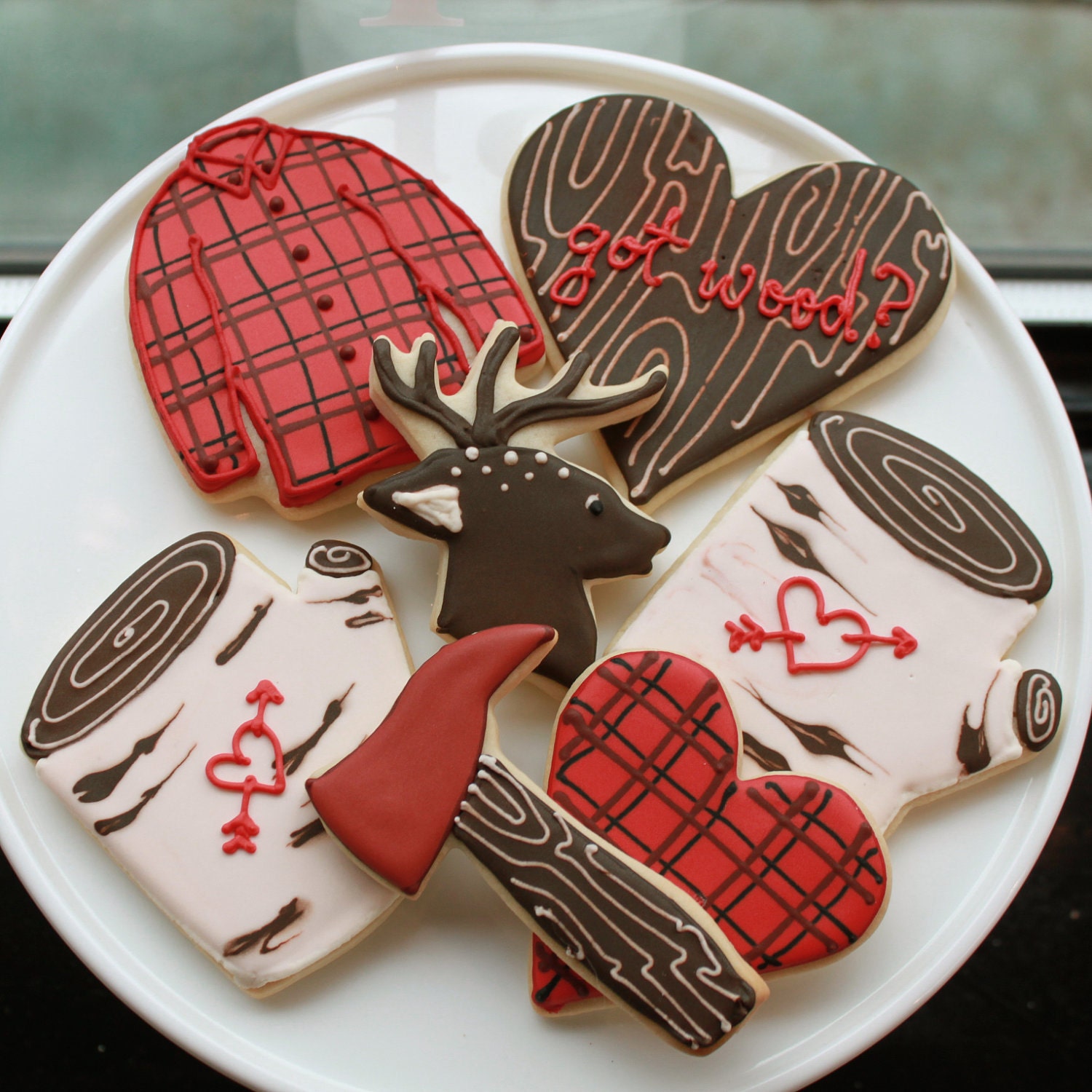 Woodsy Woodsman Valentine Cookie Gift Box (Vanilla) 8 Cookies - MADE TO ORDER