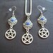 Pentacle with Stylized Hamsa Hand  Protection from the Evil Eye  Necklace and Earring Set