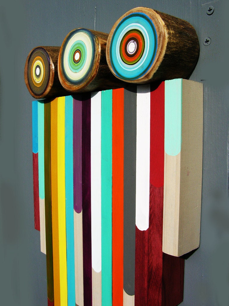 Colorful Reclaimed Wood  Art For A Valentines Present or Fifth Anniversary Gift for Him or Her
