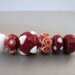 Handmade Valentine Bead Set Lampwork SRA Red and White Hearts