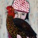 Girl holding chicken original painting - She Won't Let Go