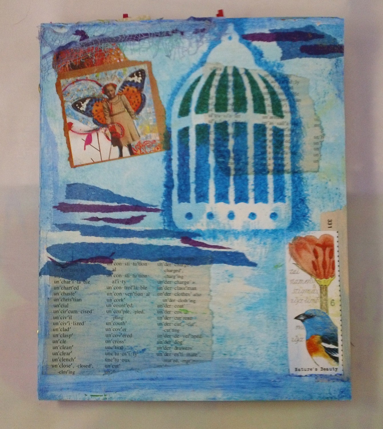 Two signature scrap folk art handmade painted 22 page travel art journal