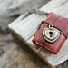 MiniatureBook Necklace Lock Heart & Maroon Color leather