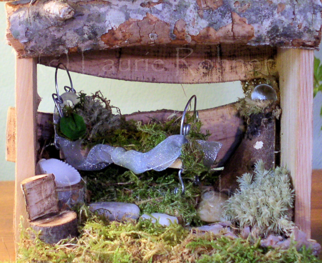 Woodland Fairy Bedroom House Furnished with Bed and Chair