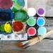 DIY Birthday Party Pack, set of 8 canvases, 12 brushes, and 6 colors