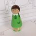 Claire the Wood Doll in green