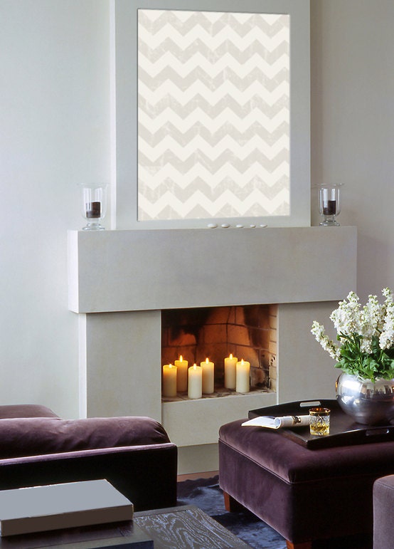 CHEVRON Pattern Wall Art Creams or Greys Home Decor wall art 25x35  stock art on gallery wrapped canvas