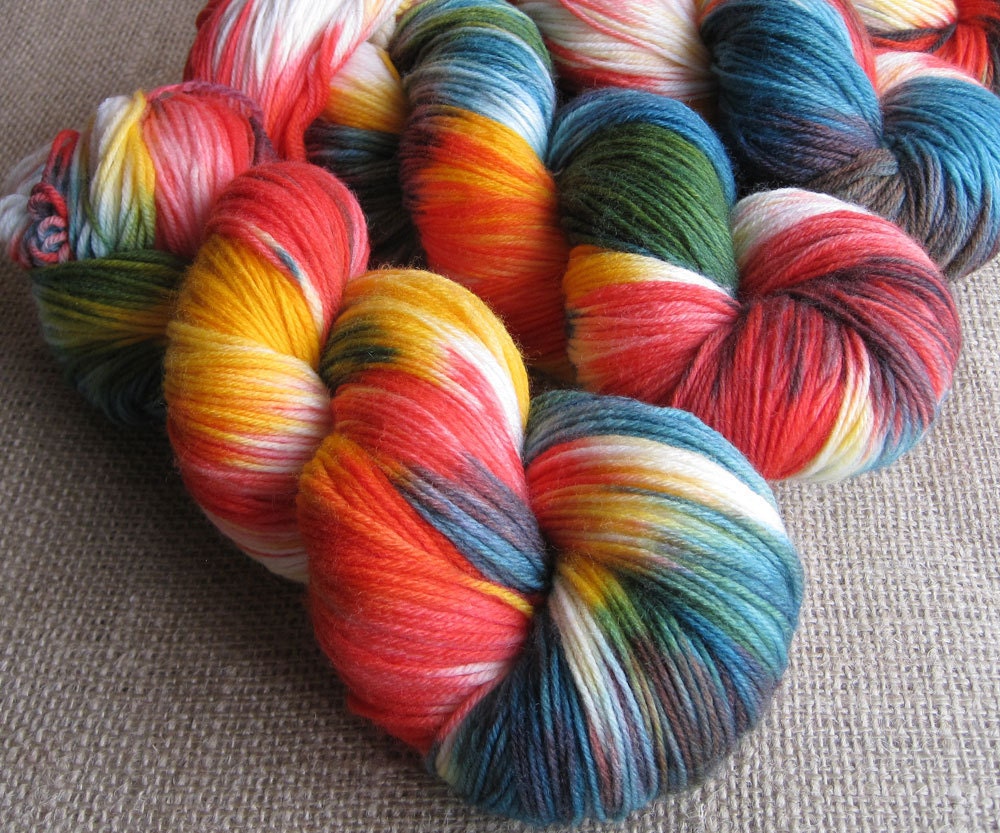 No Place Like Gnome - Superwash Merino Nylon Sock Fingering Yarn - Hand Dyed Rainbow - 462 yds