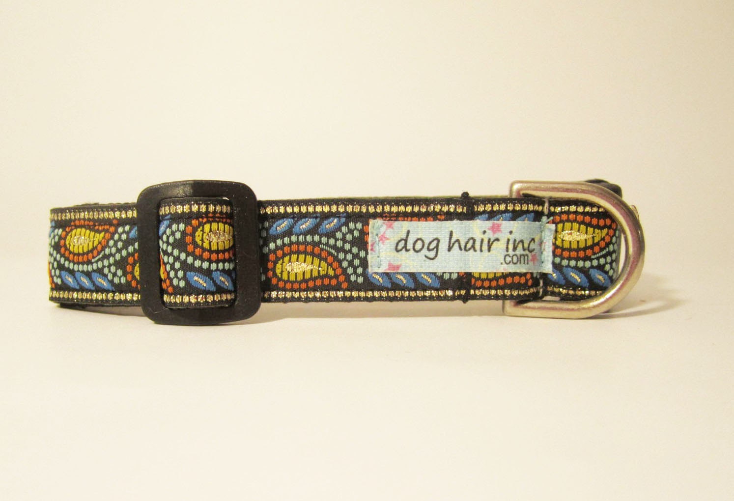 Greek Mosaic Style adjustable clip dog collar, narrow and small to large sizes