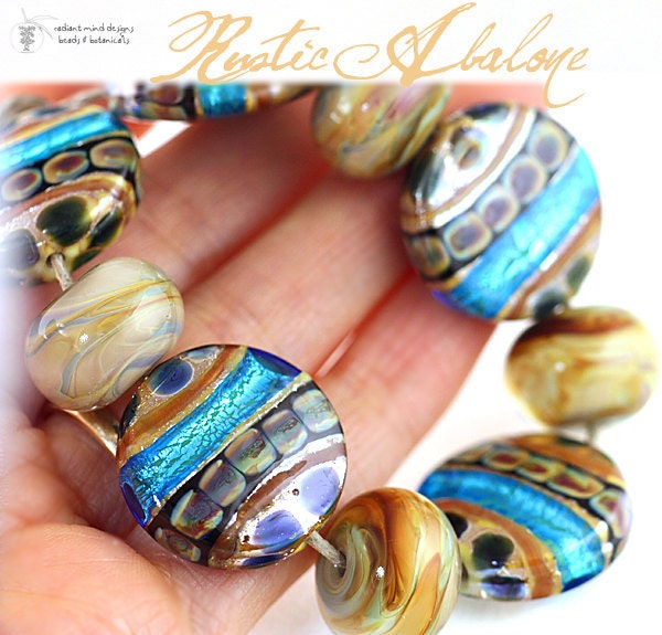 Lampwork Beads Tuscan Abalone Set Handmade Glass Goodness for your Inspired Designs