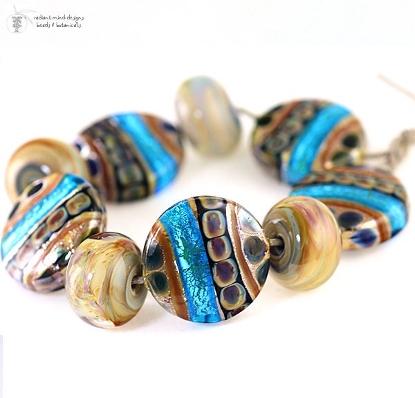 Lampwork Beads Tuscan Abalone Set Handmade Glass Goodness for your Inspired Designs
