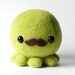 Green Octopus Plush Toy with Moustache