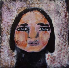 Ira - original mixed media 4x4 painting