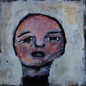 Lonely Lucy  - original mixed media 4x4 painting