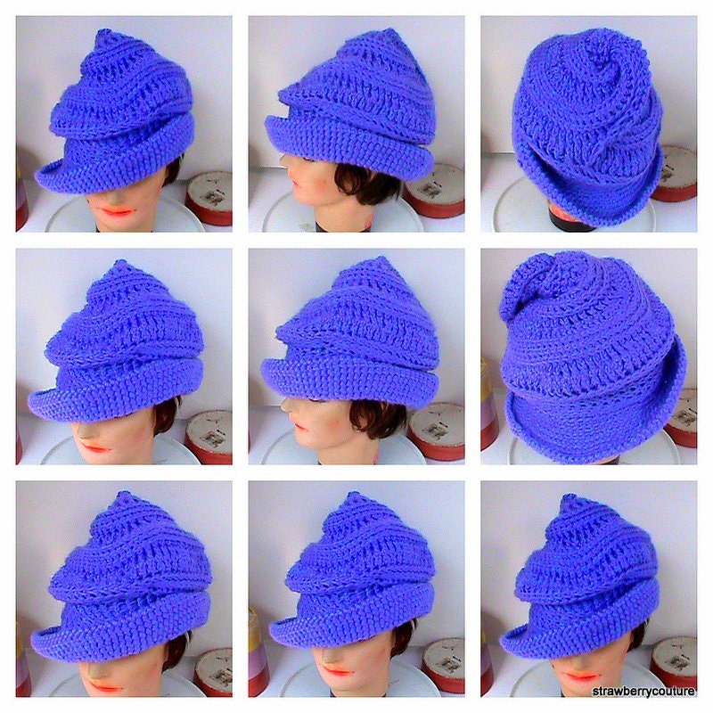 Womens Crochet Hat - The Church Hat in Purple Acrylic Yarn - Can Personalize -Flatters All Head Sizes Spring Fashion