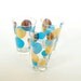 SALE Vintage 50s Russel Wright High Ball Glasses Tumblers Gold Blue Polka Dot Eames Era Eclipse