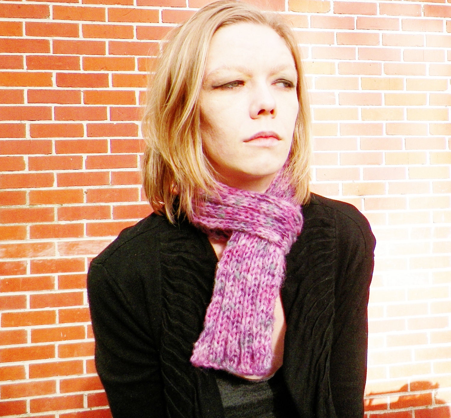 Women's Handmade Scarf with handmade Alpaca wool in pink