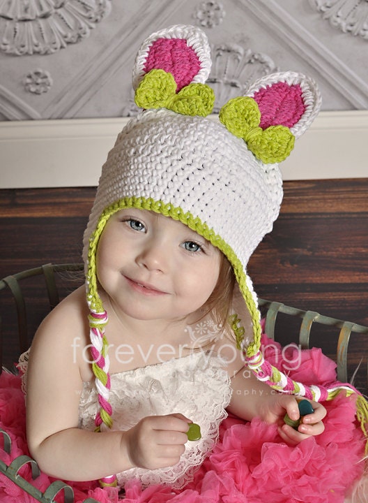 Hand Crocheted Easter Bunny Hat ADORABLE