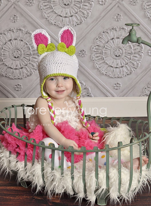 Hand Crocheted Easter Bunny Hat ADORABLE