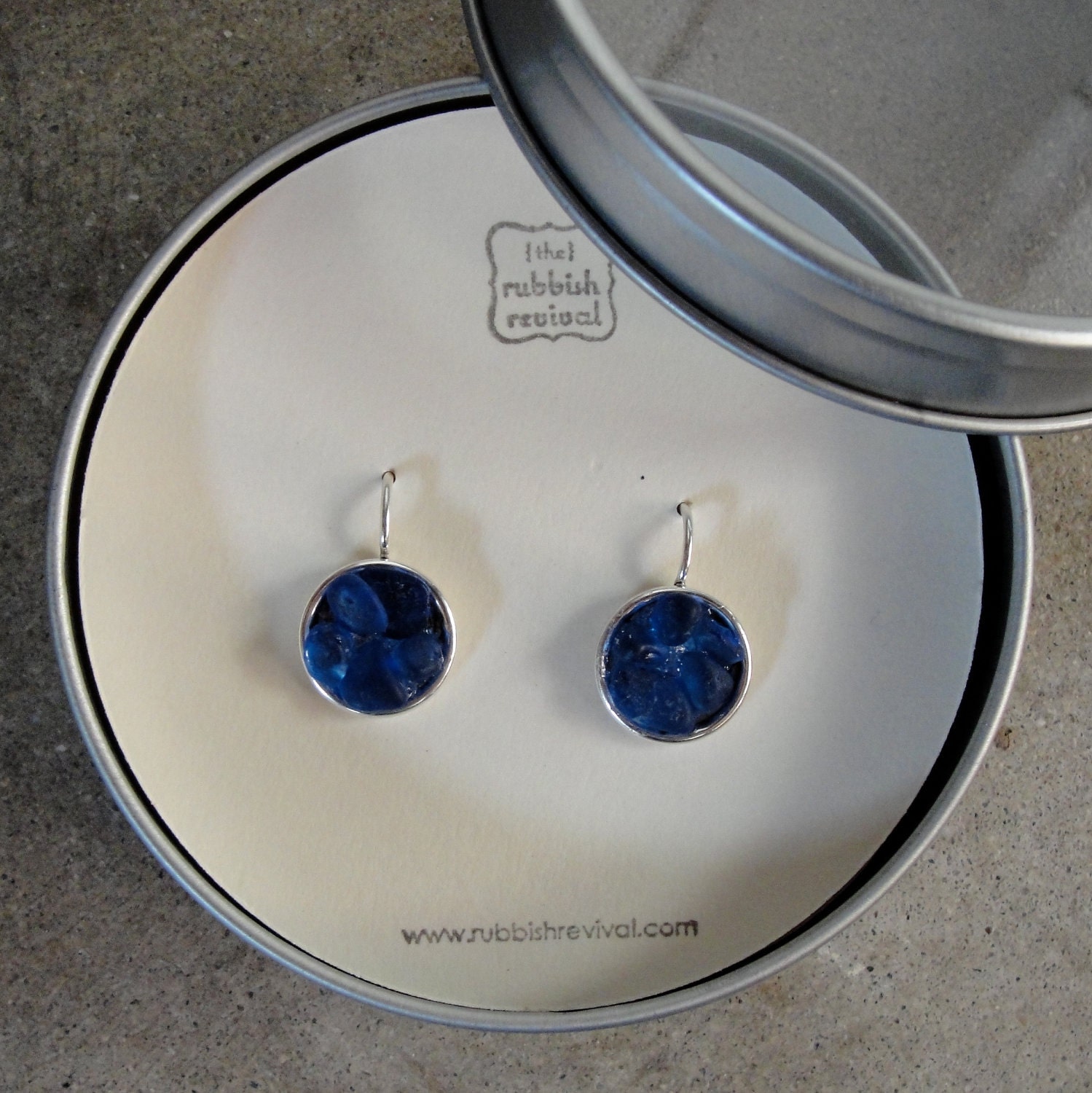 Sea Glass Mosaic Earrings - Cobalt -RESERVED-