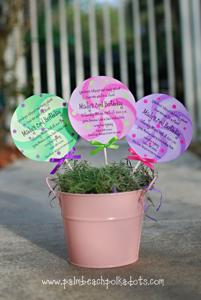 DIY Candyland Lollipop Birthday Invitation