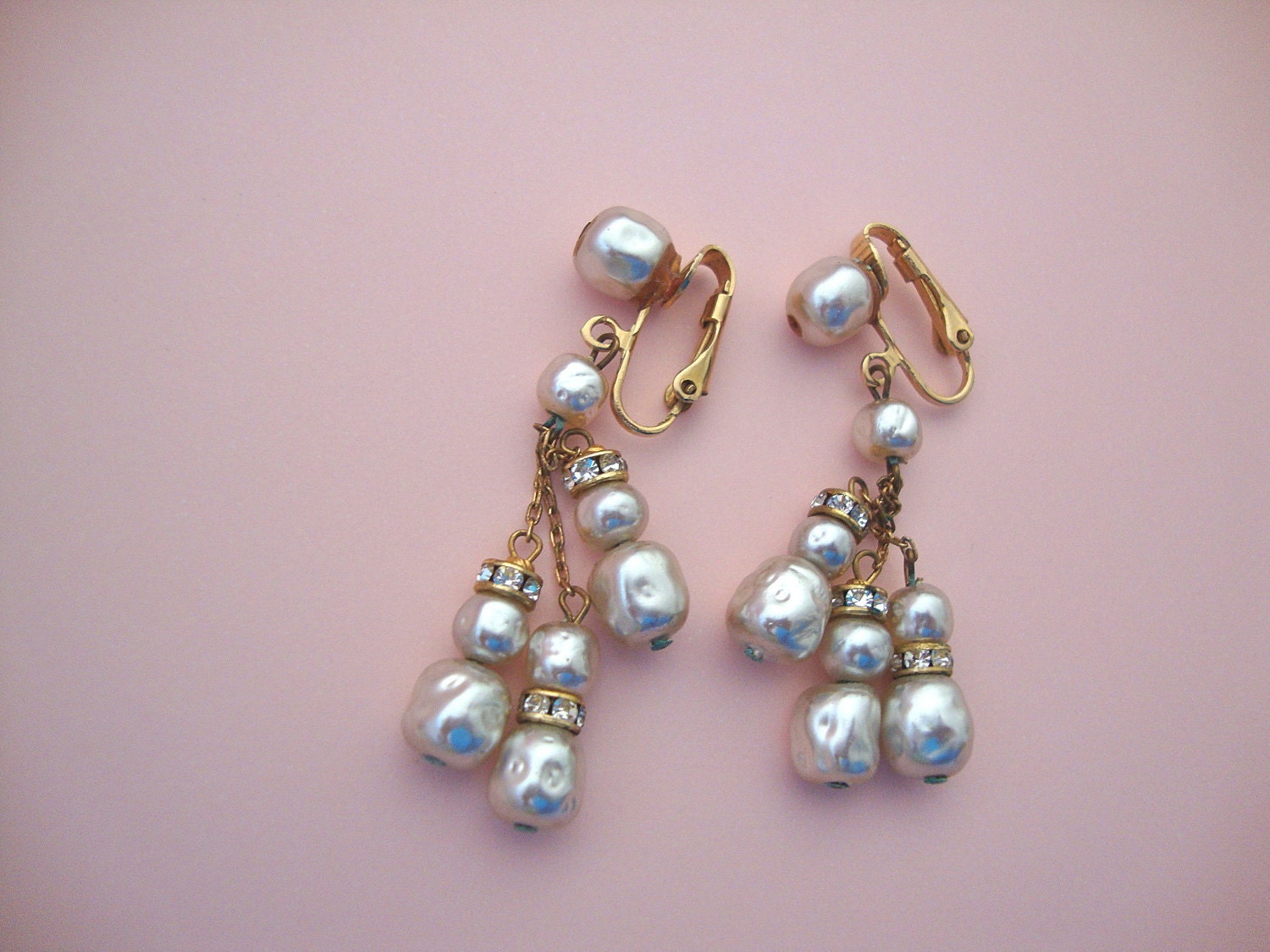 Hattie Carnegie Pearl Dangle Earrings