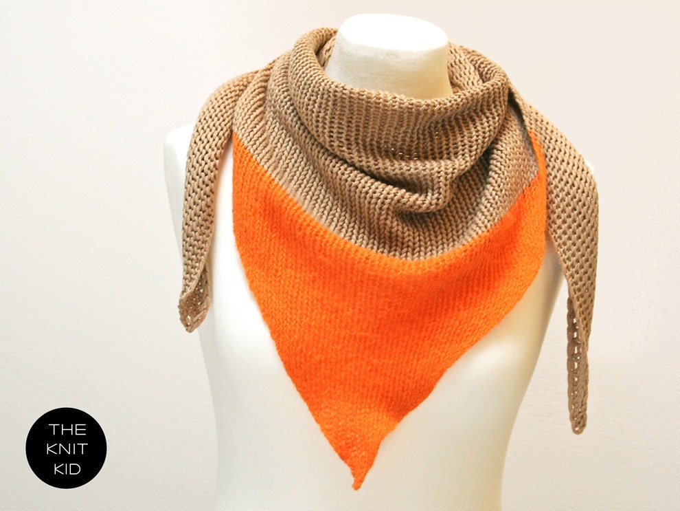 merino mohair triangle scarf beige orange the knit kid
