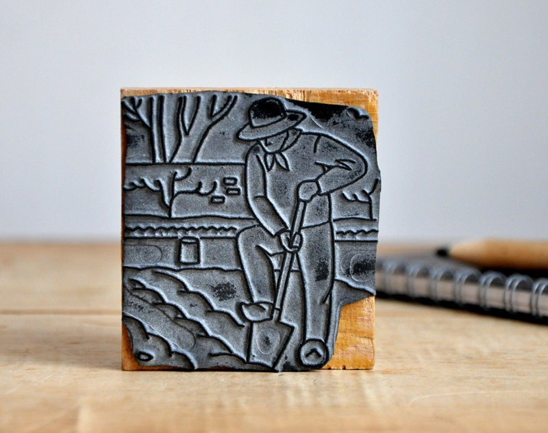 vintage rubber stamp - le jardinage (1 of 2)