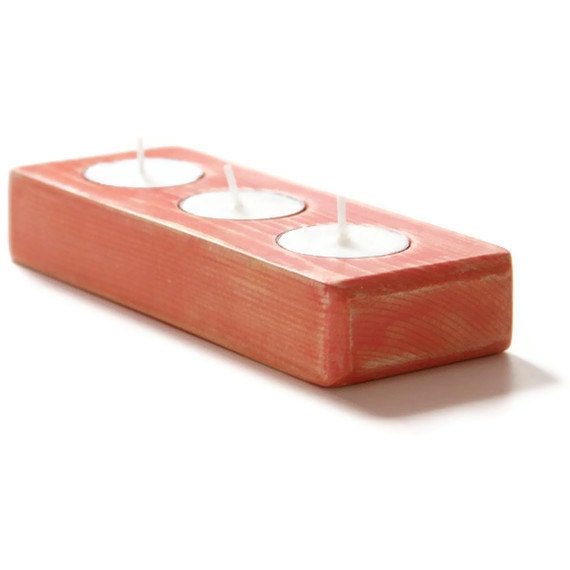 Candle Holder Tea Light, Spring Decor Peach Pink