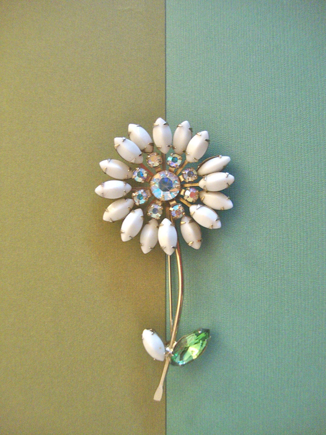 Weiss Flower Brooch with White Navettes