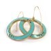 Gold hoop earrings -big Turquoise, aqua circle dangle earrings 14K gold filled