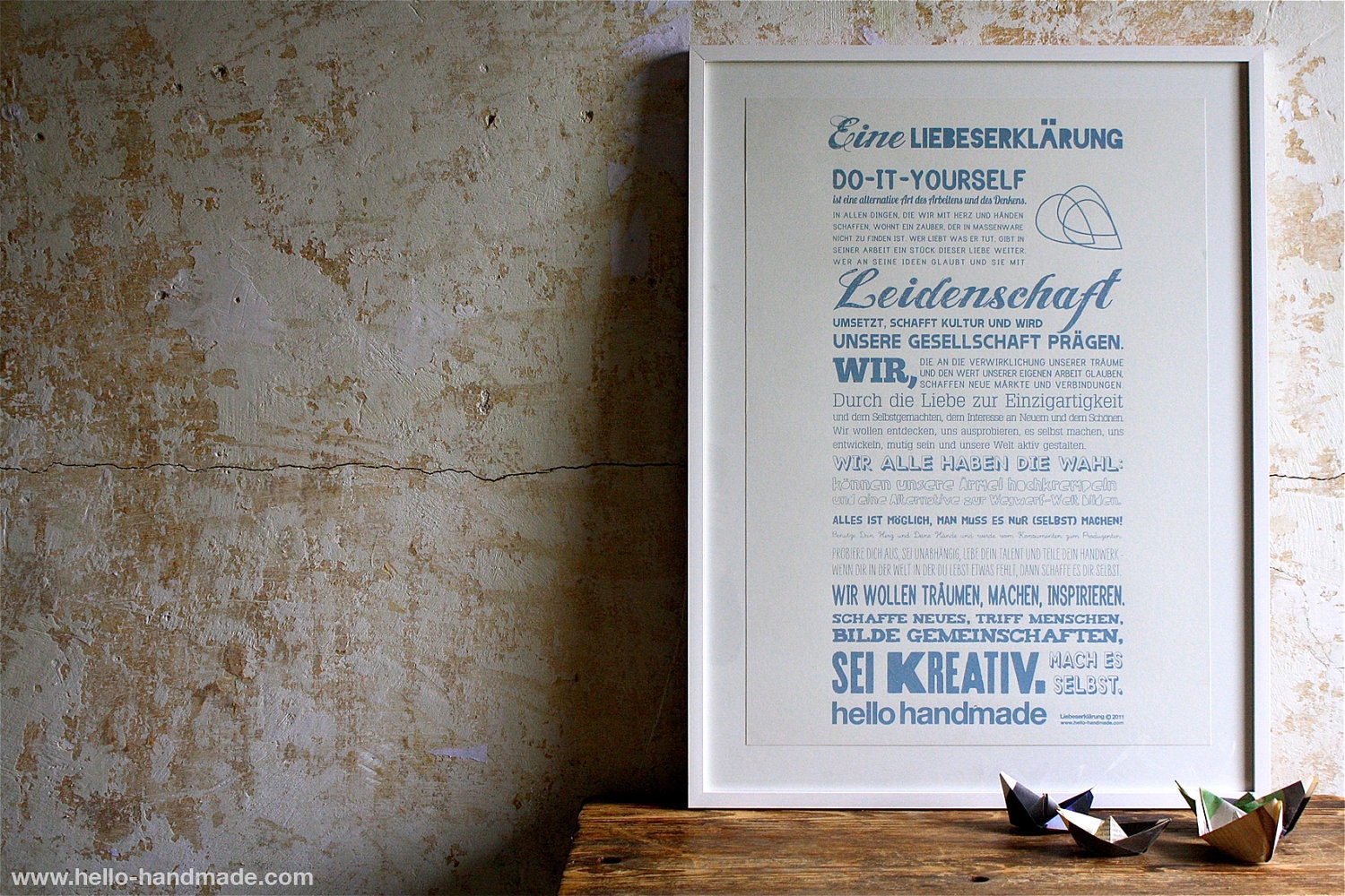 hello handmade manifesto / German / blue